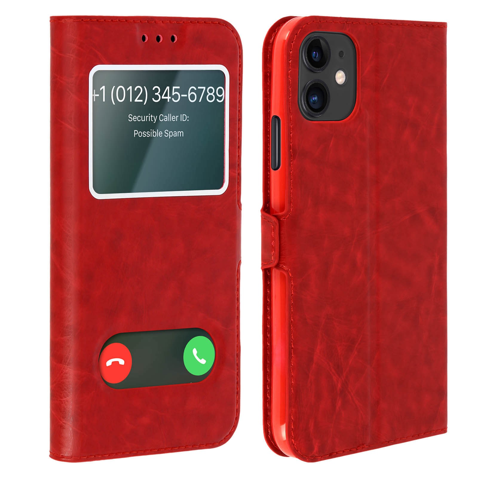 Housse iPhone 11 rouge silicone antichoc avec fenêtres pour écran