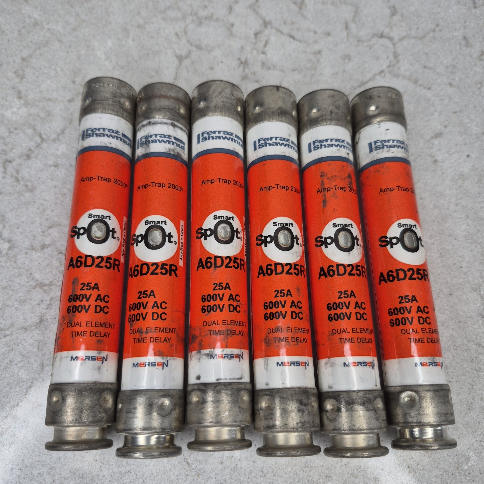 Ferraz Shawmut A6D25R Smart Spot 600V 25A Time Delay Fuse