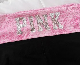 Victorias Secret VS PINK Bling Sequin Foldover Flare Leggings Pant Leopard S M L