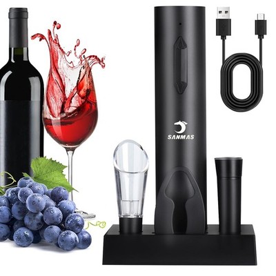 SANMAS Rechargeable Electric Wine Opener Set, 5-in-1 Automatic Corkscrew with...