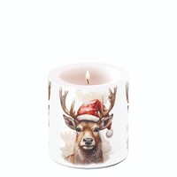 Kerze, Lampionkerze Deer With Santa Hat 9Cm Ambiente | Hirsch, Weihnachten