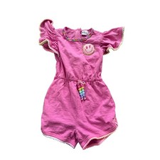 Lola The Boys Pink Ruffle Sleeve Smiley Face Romper Girls Size 8