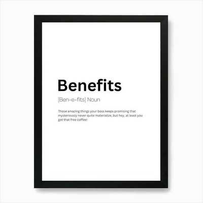 Benefits Definition Bedeutung Kunst Pri gerahmtes Wandbild Poster Leinwanddruck Bild