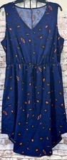 SHEIN Curve Women's Plus Size 1XL  Dress Blue Orange Animal Print Sleeveless