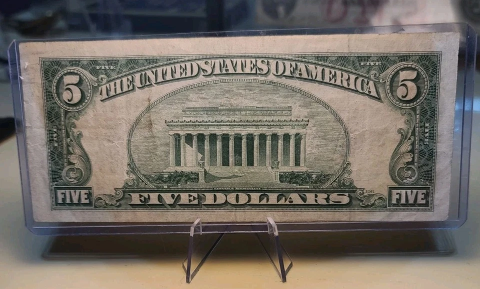 1934 D $5 CERTIFICADO PLATA 🌟 BILLETE ESTRELLA 🌟 Muy Bonito Billete Foto 2 de 2