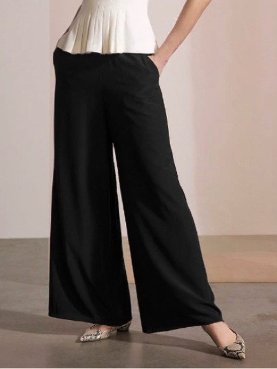 The Fold London 100% Silk Pull-On High Rise Relax Wide Pant Minimalist Green 12
