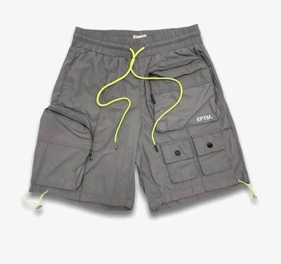 EPTM Sz L - 34 Hyper Cargo Shorts Grey 7 Pocket Skater Style Comfort Outdoor