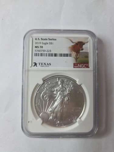 2019 7K Metals U.S. State Series American Silver Eagle NGC MS70 - Texas