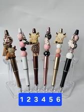 Pick 3 Beaded Pens Handmade Sarcasm Cows RIP Leopard Cross Christmas Zebra