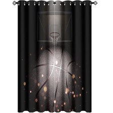 Sports Theme Basketball Blackout Curtains - Cool Basketball Court Grommet Win...