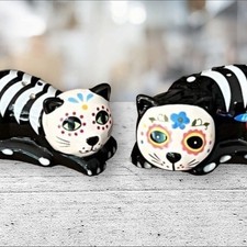 Day of the Dead Sugar Skull Cat Salt & Pepper Set