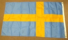 NYL-GLO Annin & Co Nylon : SWEDISH Flag of SWEDEN 60" x 35" made in USA (EX)