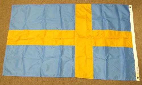 NYL-GLO Annin & Co Nylon : SWEDISH Flag of SWEDEN 60" x 35" made in USA (EX)