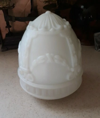 Vintage Glass Lamp Shade  White  Milk Glass 6" MCM Dome