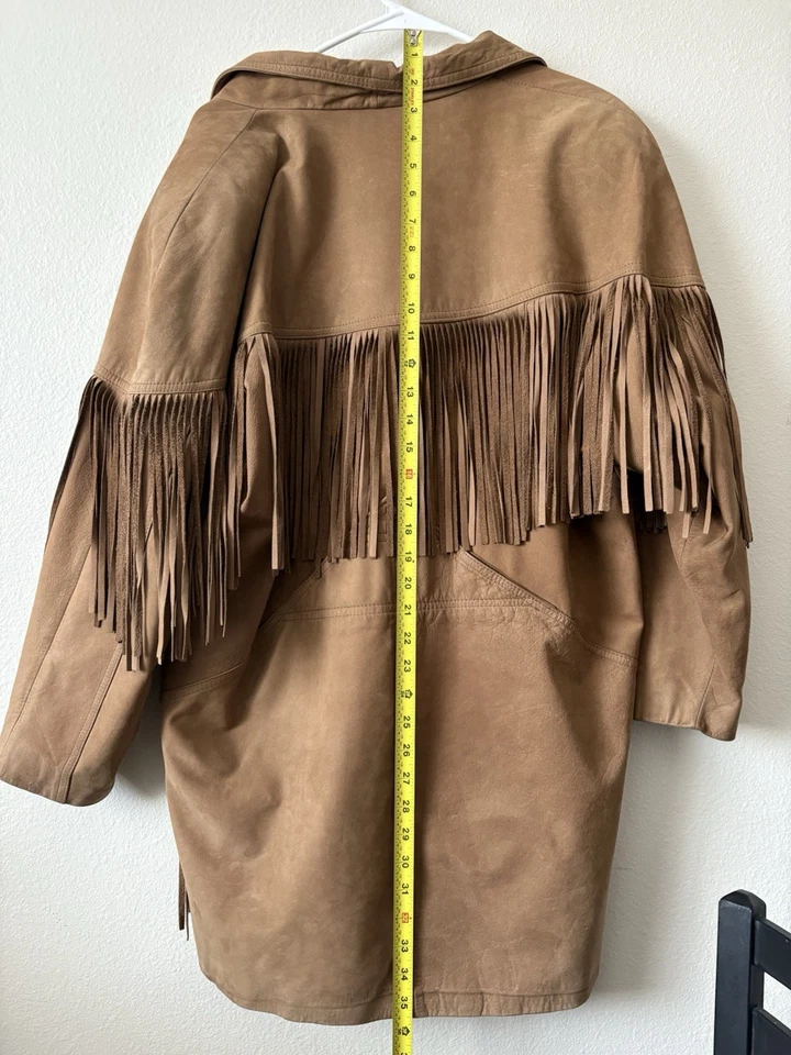 Кожаная куртка вестерн Pelle с кисточками с бахромой средний размер - Изображение 3 из 4