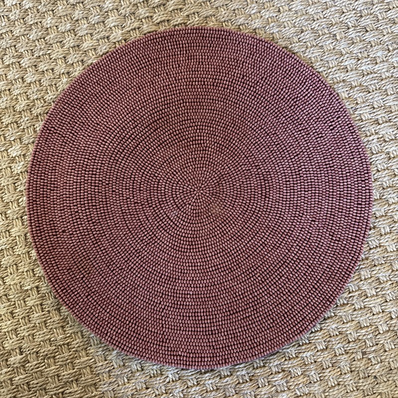 Kim Seybert Round Velvet Bead Placemat 15” Set Of 6 Dusty Rose Color