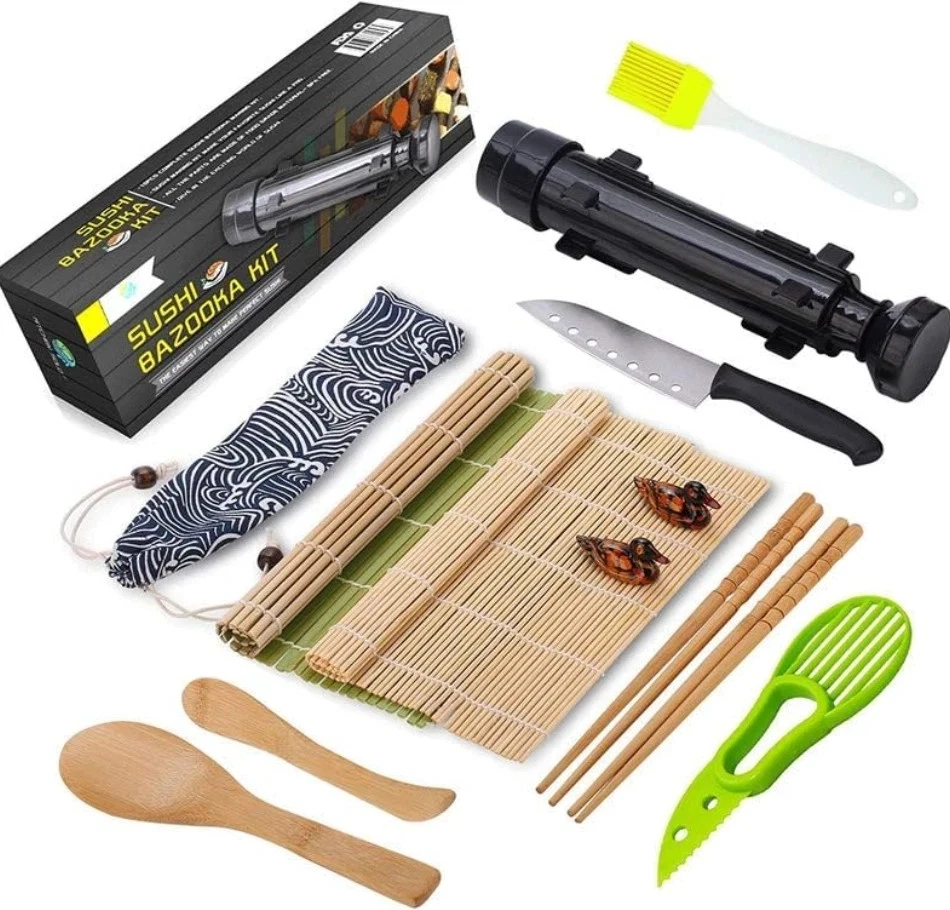All-in-One Sushi Making Kit with Bazooka, Knife, Bamboo Mats & Rice Molds, NEW
Opens in a new window