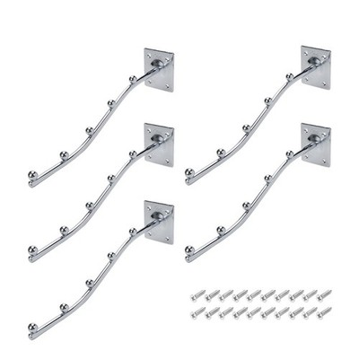 Wall Mount Waved Waterfall Hanger Rack 5 Beads Garment Display Hook with Scre...