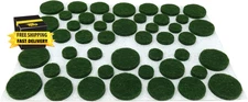 9423 Self-Adhesive Felt Surface Protection Pads, Assorted Sizes, 46-Count, Green
