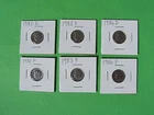 1982 P&D, 1983 P&D, 1986 P&D Roosevelt Dime Key Year Set in 2X2 holders