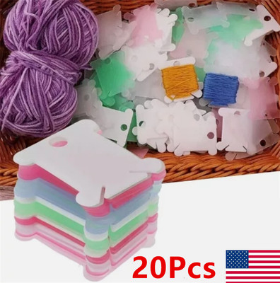 20Pcs Thread Bobbins Cross Stitch Embroidery Floss Craft Holder Organizer US
