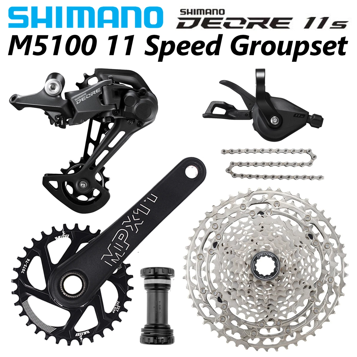 SHIMANO DEORE M5100 1x11 Speed MTB 11 51T Groupset MPX11 CRANKSET 170MM 175MM OE