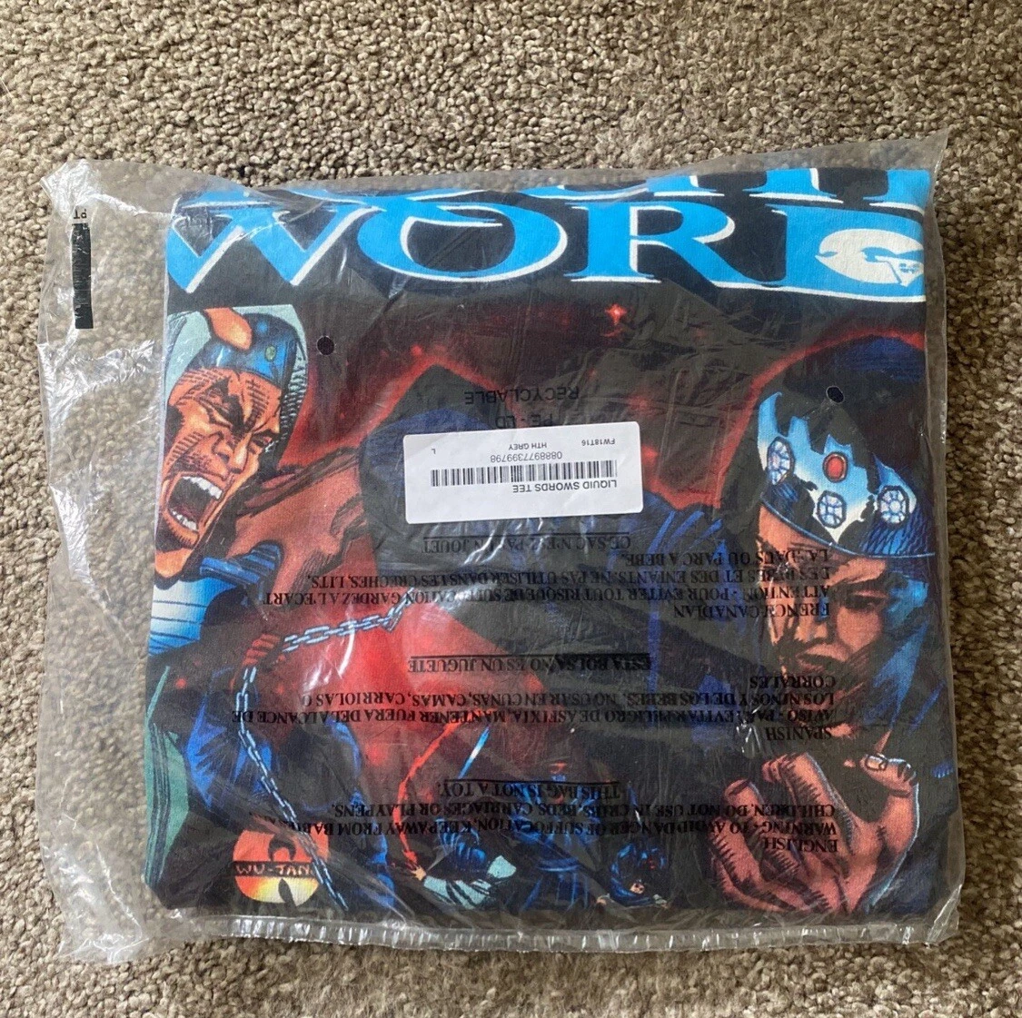 2018 Supreme NYC The Gza Genius Liquid Swords T shirt Tee gris bruyère L