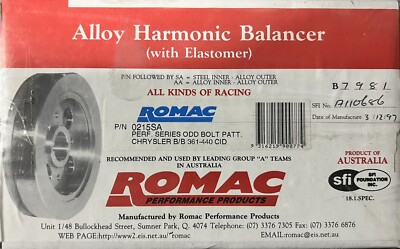 Romac Engine Harmonic Balancer 0215SA BB Chrysler  261 440 ￼Odd Bolt Pattern
