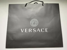 Versace XL 21"x18"x6" Empty Black SHOPPING GIFT Paper BAG Logo for Bag or Shoes