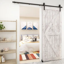 Heavy Duty Sturdy Sliding Barn Door Track Hardware Kit 4/5/6/8FT For Wood Door