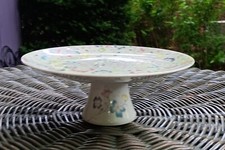 Vintage Japan Confetti Floral Cake Dessert Stand Plate  3" X 8.25"