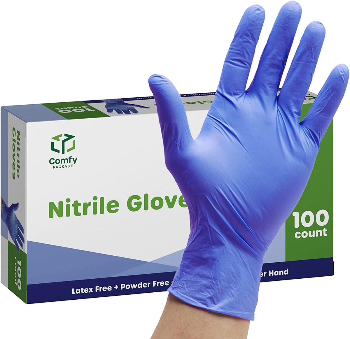 100 Count] Nitrile Disposable Plastic Gloves - 4 Mil., Latex Free and  Rubber F