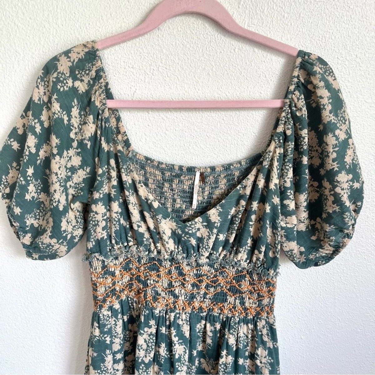 chinese dress ladies Free People Ellie Floral Print Gauze Maxi Dress in Soft Seafoam- Mediu