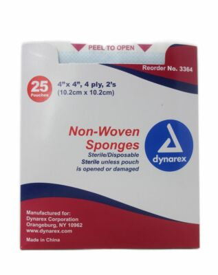 #ad Dynarex® 3364 Non woven Sponge 4 Ply 4quot; X 4quot; 25pouches $12.95