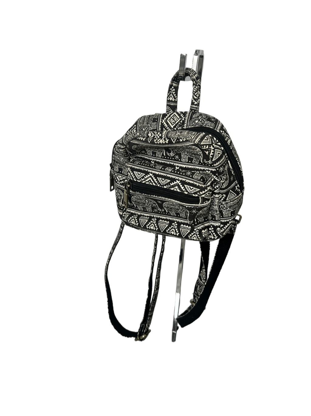 Black Aztec elephant patterned mini backpack hand… - image 9