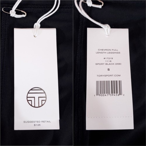 NWT Tory Burch Tory Sport Womens Size Small Chevron Leggings Black White 17219 - Picture 10 of 15