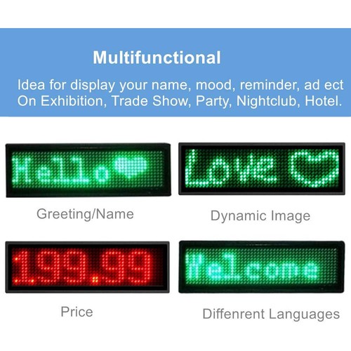 DIY LED Sign Bluetooth Digital Programmable Scrolling Name Message Tag Badge US - Picture 10 of 34