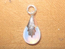  Blue Sea Opal 925 Sterling Silver Opalite Drop Moonstone Pendant Charm Necklace