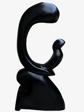 Hand-carved Vintage Tribal African Art Mother Holding Child Ghanaian Sculpture