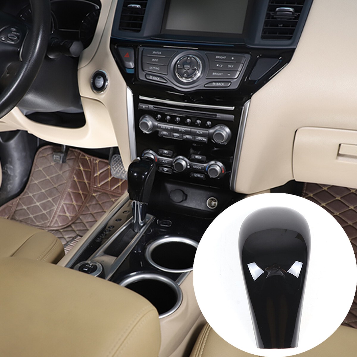 ABS Gloss Black Gear Shift Head Patch Cover For Nissan Pathfinder