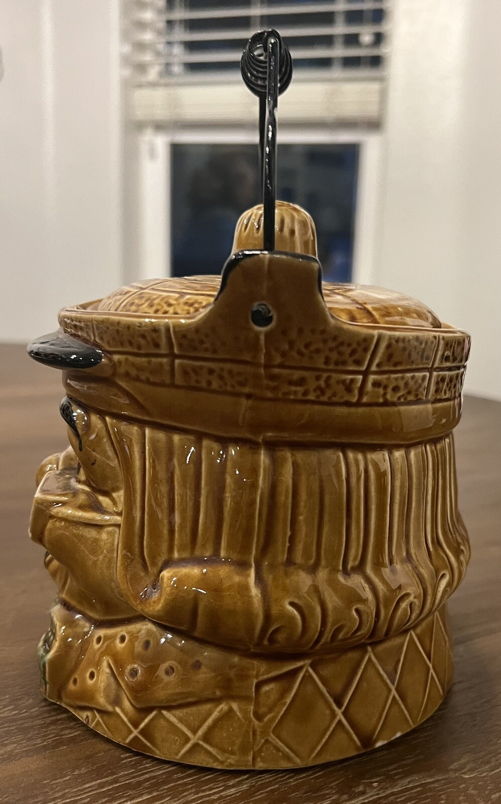 Vintage Japan Face Teapot Ben Franklin Teapot Handle Man Glasses