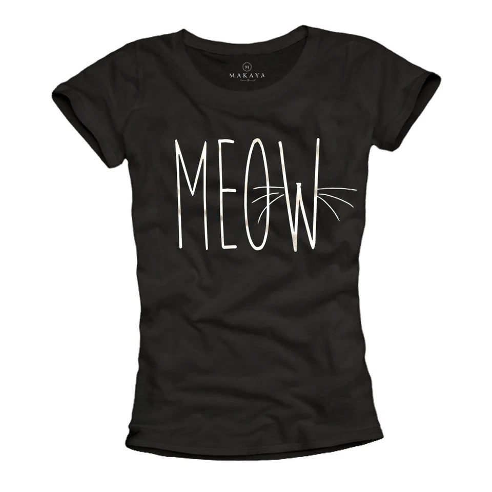 Katzenshirt Frauen T Shirt Katze Tops Katzen Fashion Shirt Damen Oberteile Druck - Bild 1 von 1