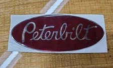 oem red/chrome replacement Peterbilt decal emblem genuine oem size & fit stick 