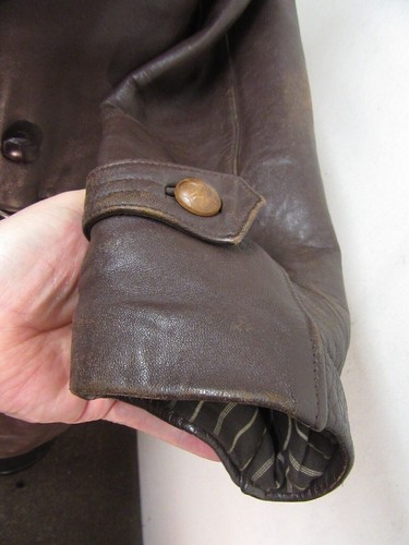VINTAGE WW2 LEATHER BARNSTORMER TRENCH COAT JACKET SIZE M SPIDEX ZIP, WOOL LINED - Picture 12 of 21