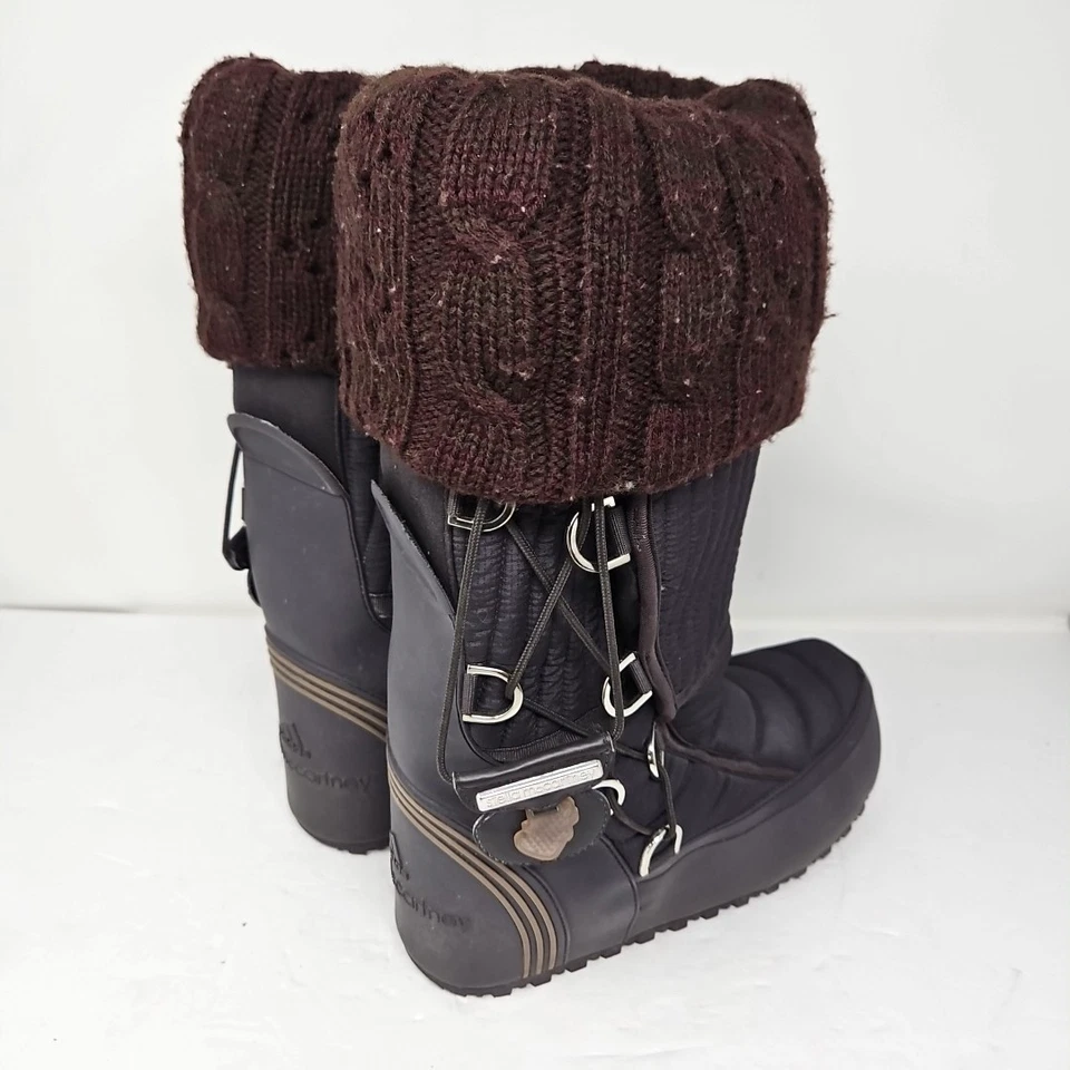 Stella McCartney Boots Model 660449 adidas Insulated Gray With Brown Wool Cuffs - Image 3 of 4