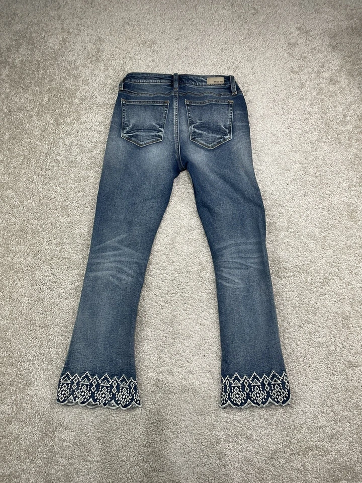 Miss Me Jeans Girls Size 25 26x24 Crop Boot Jeans Blue Stretch Embroider - Image 2 of 4