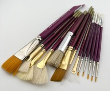 Assorted "Purple" Paint Brush Lot - 13 Brushes, Mixed Sizes, Styles and Brands