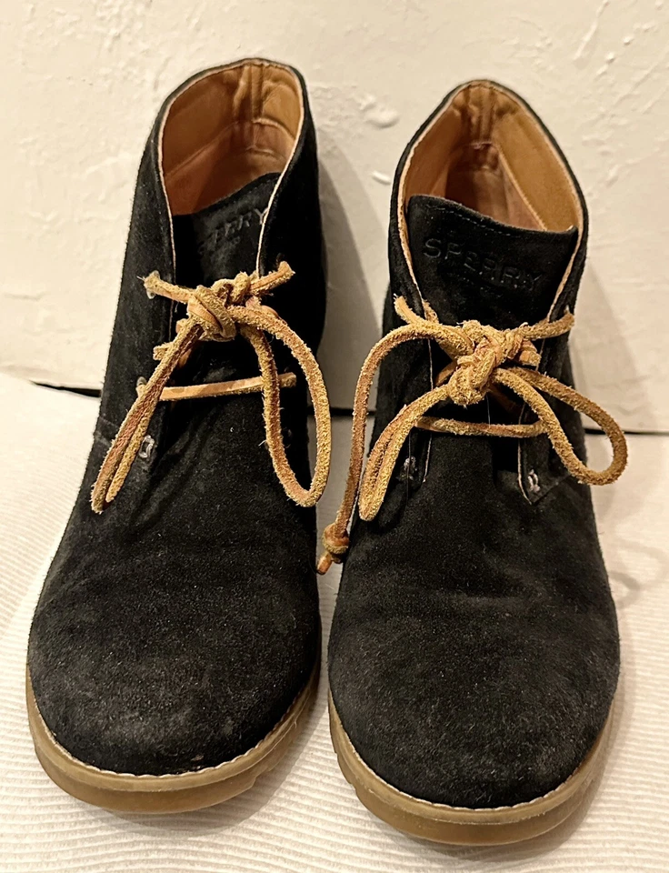 Женские сапоги Sperry Top Sider черные замшевые кожаные на танкетке на каблуках размер 9,5 богемное - Изображение 3 из 4