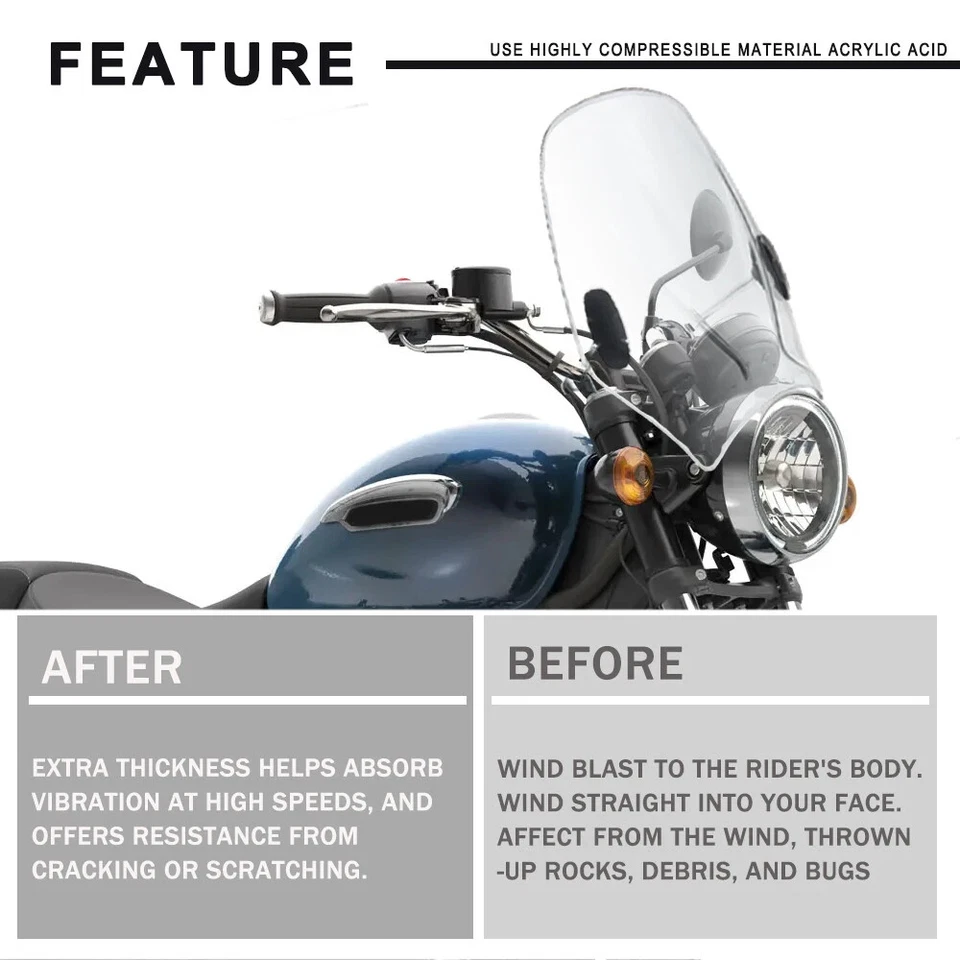 Parabrisas de motocicleta para Royal Enfield Bullet/Meteor/Classic 350 500 Foto 2 de 4