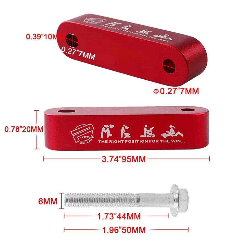 Red JDM Aluminum Billet Hood Vent Spacer Riser Kit For Honda Civic Acura - Imagem 2 de 4